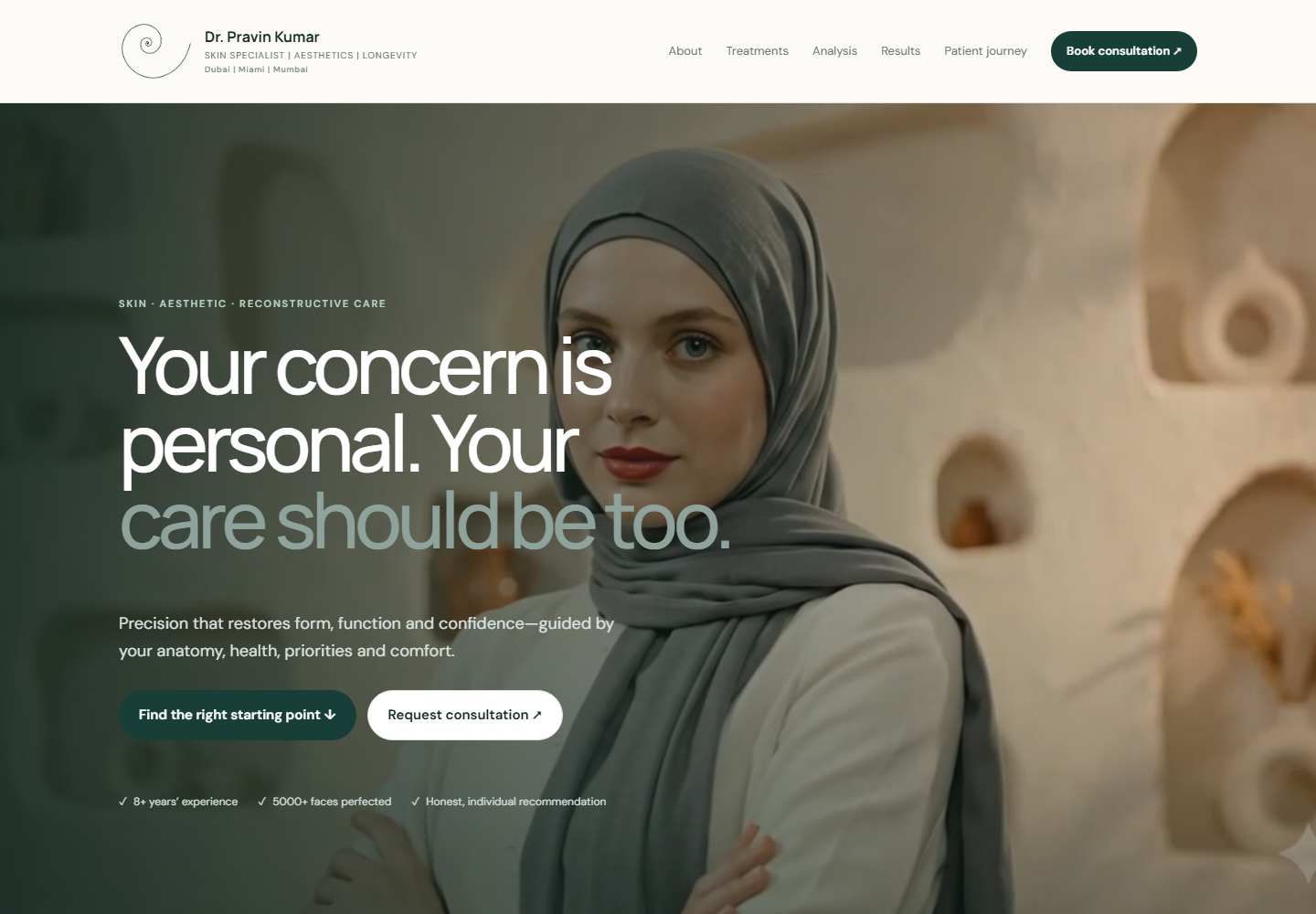 Dr. Pravin Kumar website desktop homepage design reference
